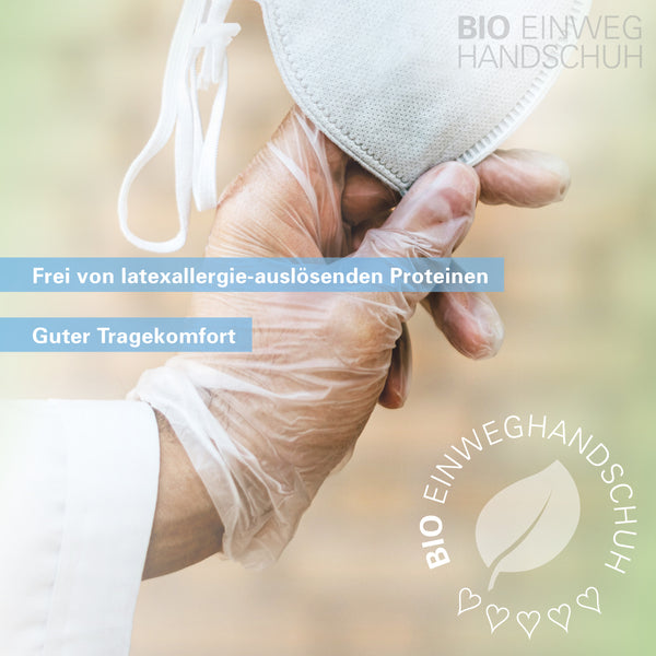 Nachhaltige Bio-Einweghandschuhe PLA (500 Stück) - kompostierbar, PSA, lebensmittelecht