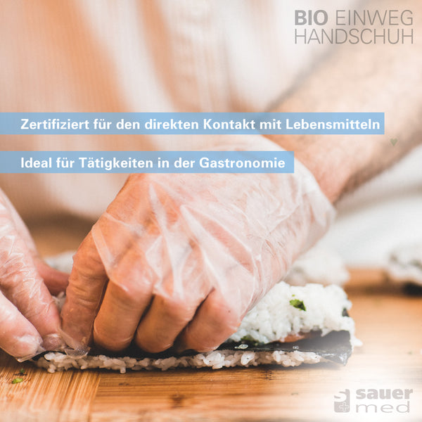 Nachhaltige Bio-Einweghandschuhe PLA (500 Stück) - kompostierbar, PSA, lebensmittelecht