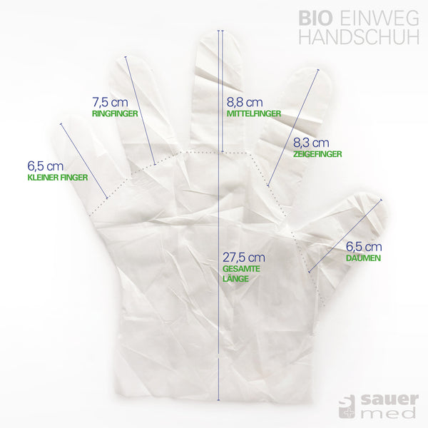 Nachhaltige Bio-Einweghandschuhe PLA (500 Stück) - kompostierbar, PSA, lebensmittelecht