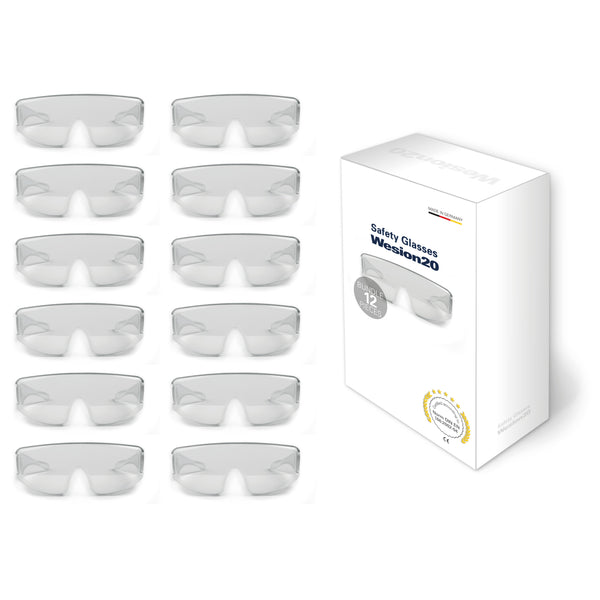 Schutzbrille für Brillenträger geeignet (12er Pack) - Arbeitsschutzbrille EN 166 Made in Germany