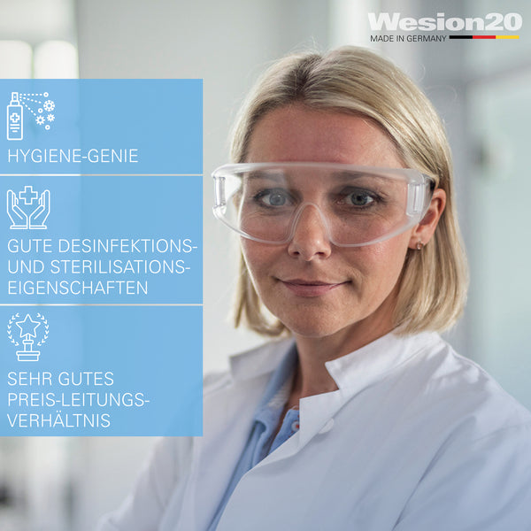 Schutzbrille für Brillenträger geeignet (12er Pack) - Arbeitsschutzbrille EN 166 Made in Germany