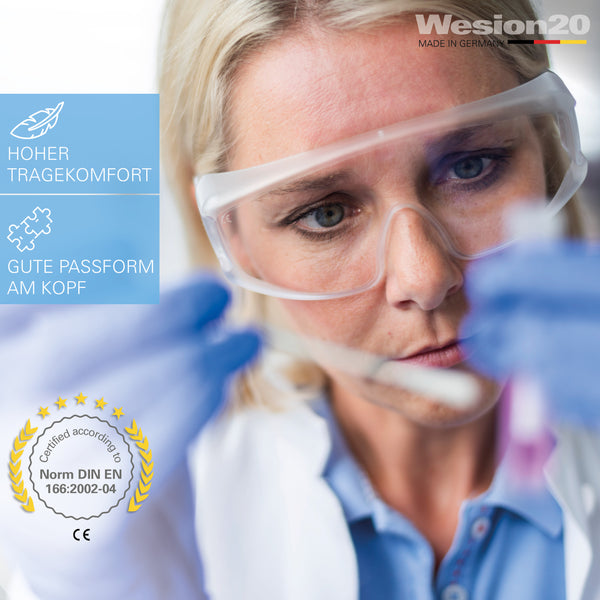 100 x Schutzbrille / Überbrille für Brillenträger geeignet - Arbeitsschutzbrille EN 166 Made in Germany | kratzfest