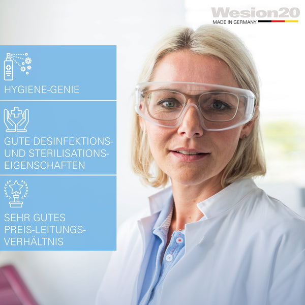 100 x Schutzbrille / Überbrille für Brillenträger geeignet - Arbeitsschutzbrille EN 166 Made in Germany | kratzfest