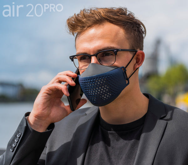 Medizinische Gesichtsmaske air20 PRO dark/blue sea (Anti-Brillenbeschlag)