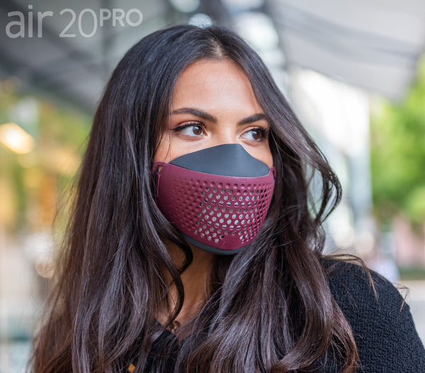Medizinische Gesichtsmaske air20 PRO dark/burgundy (Anti-Brillenbeschlag)