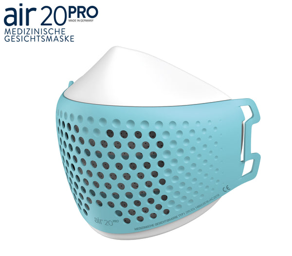 Medizinische Gesichtsmaske air20 PRO white/celeste (Anti-Brillenbeschlag)