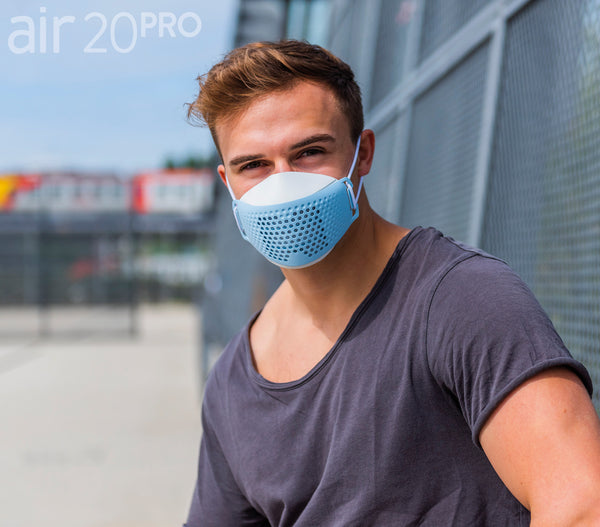 Medizinische Gesichtsmaske air20 PRO white/celeste (Anti-Brillenbeschlag)