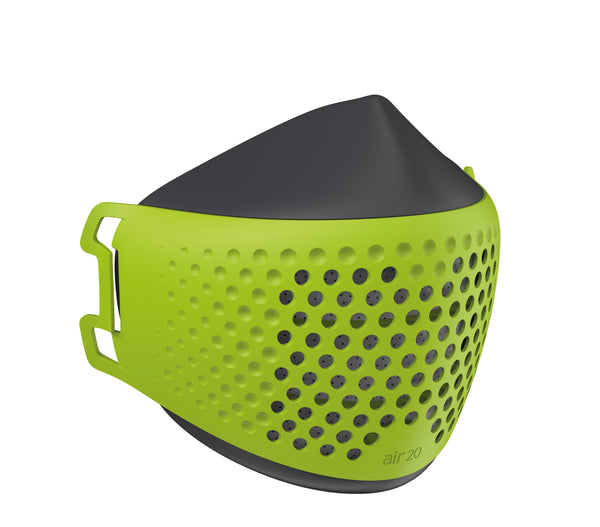 Medizinische Gesichtsmaske air20 PRO dark/neongreen (Anti-Brillenbeschlag)
