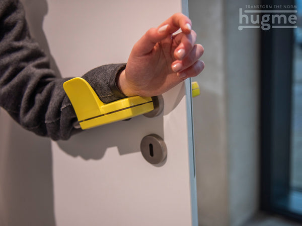 Hygiene Türöffner hugme (schwefelgelb) - Set bestehend aus Innen- & Außengriff