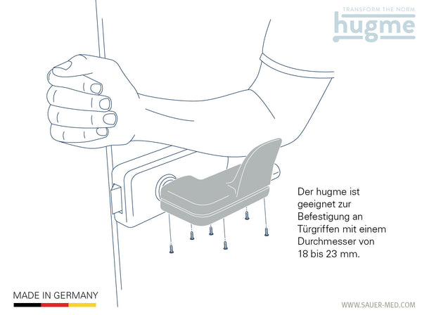 Hygiene Türöffner hugme (erdbeerrot) - Set bestehend aus Innen- & Außengriff