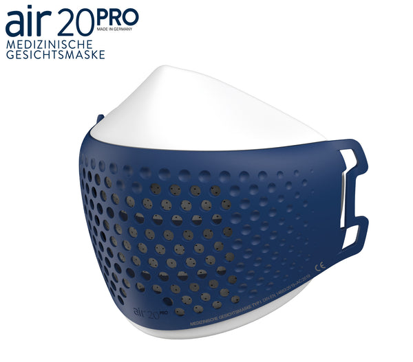 Medizinische Gesichtsmaske air20 PRO white/blue sea (Anti-Brillenbeschlag)