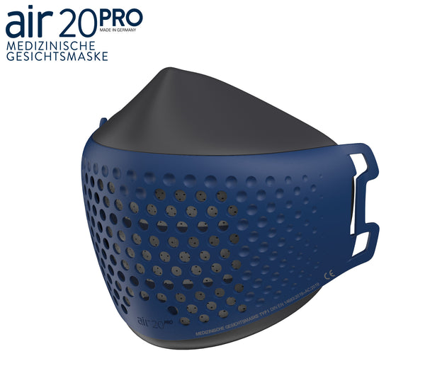 Medizinische Gesichtsmaske air20 PRO dark/blue sea (Anti-Brillenbeschlag)