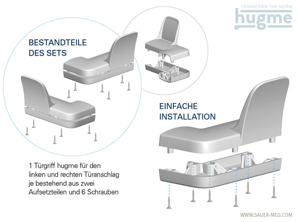 Hygiene Türöffner hugme (schwefelgelb) - Set bestehend aus Innen- & Außengriff
